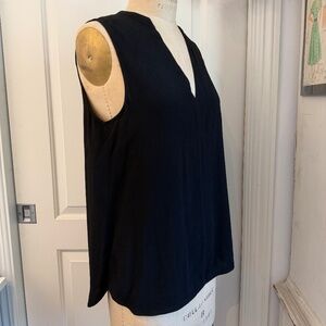 Madewell drapey black v neck sleeveless top with pleat detail